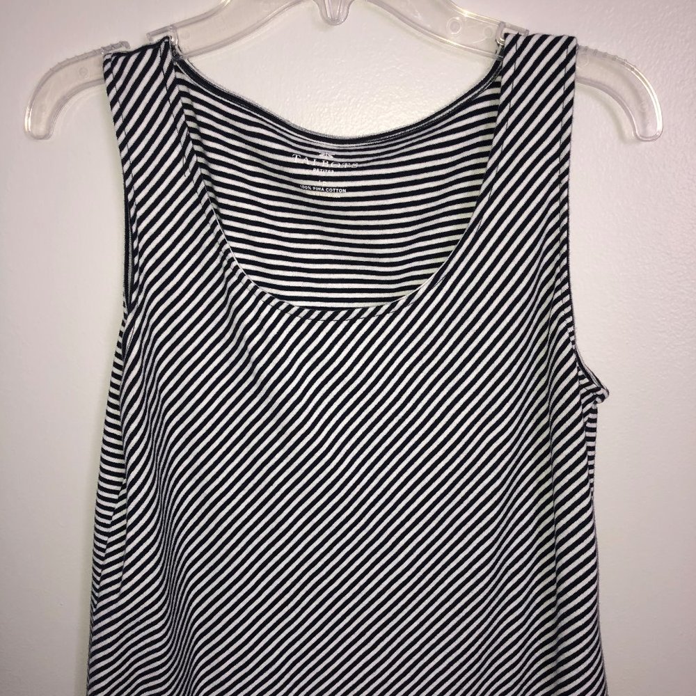 Talbots tank top, Large Petite, B&W stripe, cotton